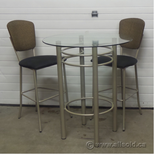 Glass Top Bistro Table Taupe Alum Base Counter Tall Allsold.ca Buy